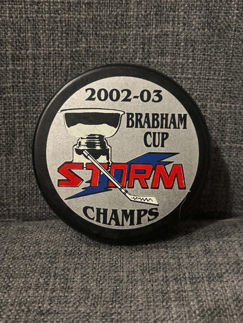 Vintage - New Toledo Storm ECHL 2002 - 2003 Brabham Cup Champions Hockey Puck